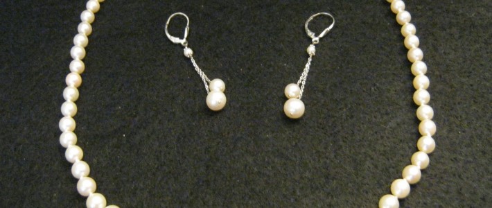 Pearl Necklace and Earrings