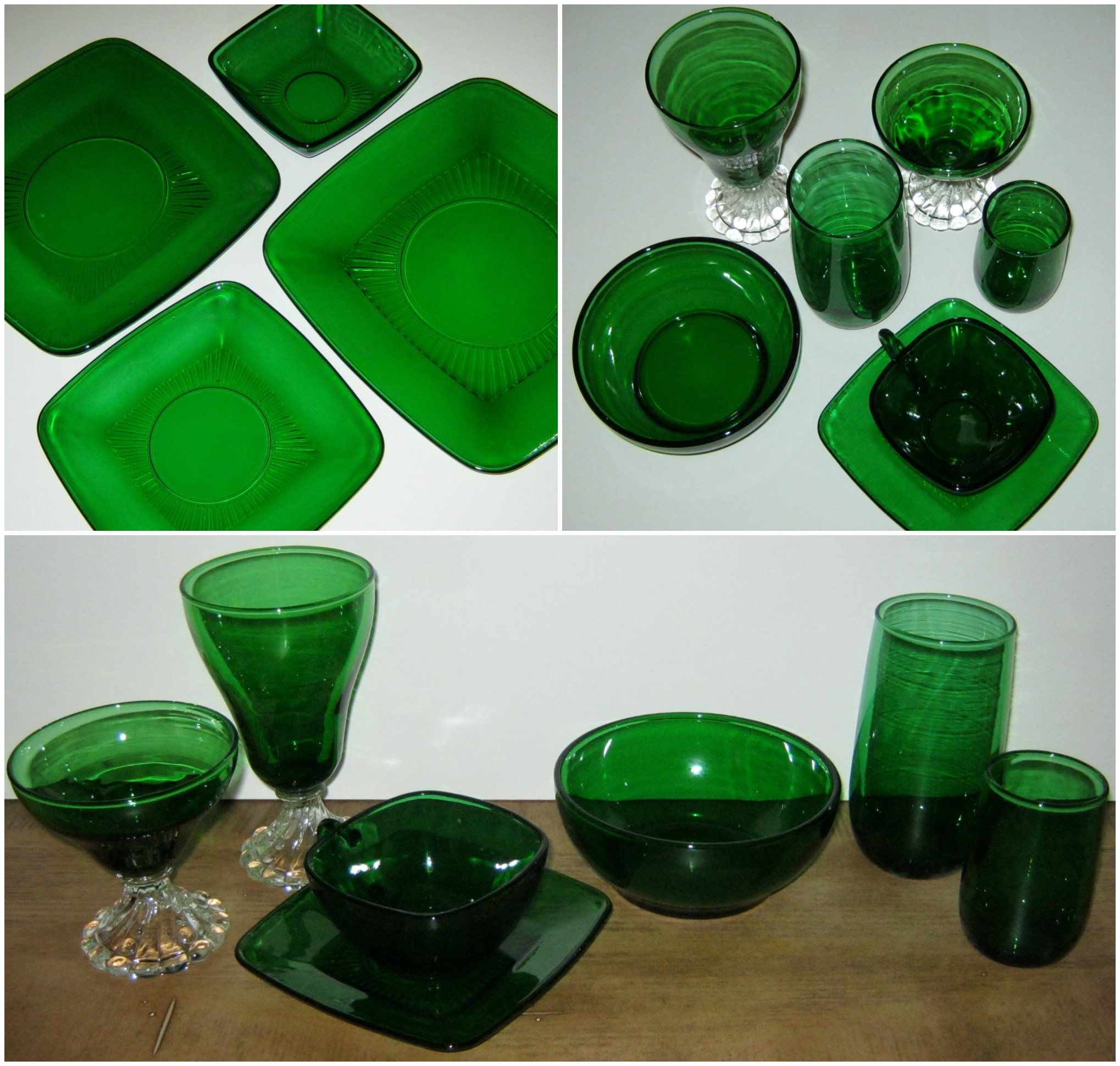 Anchor Hocking Vintage Forest Green Glassware 167 PC Set + Punch Bowl